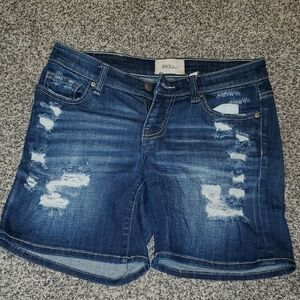 BKE Ripped Dark Blue Jean Shorts